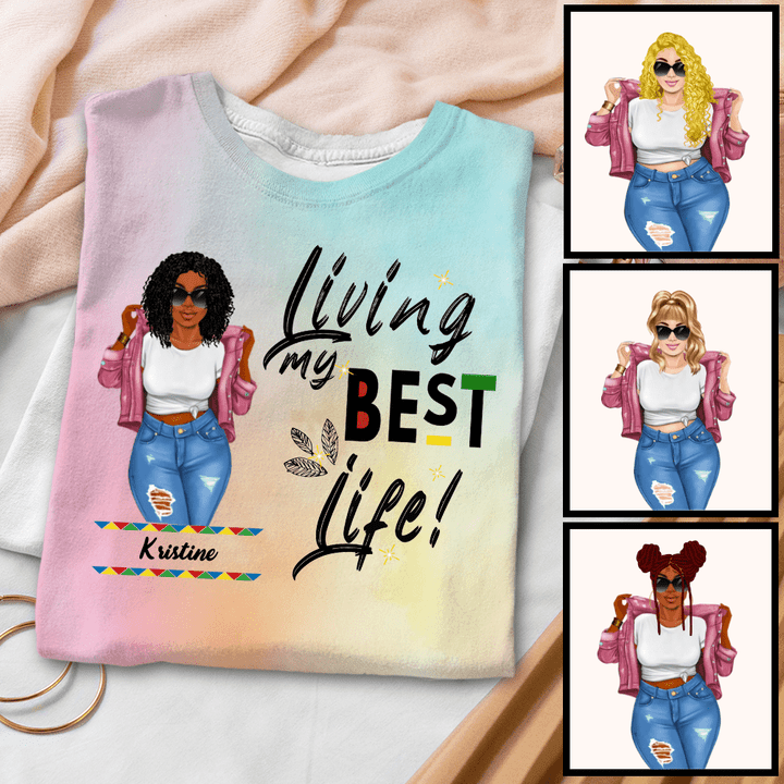 Personalized Living My Best Life 3D Tie Dye Shirt Sweatshirt Hoodie AP333