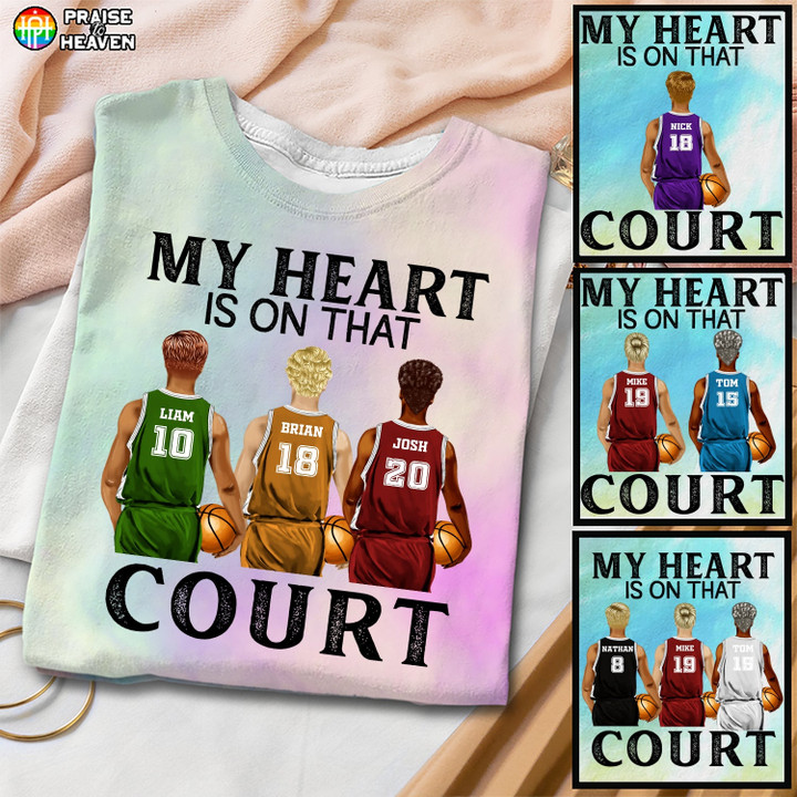 Basketball My Heart Is On That Court Tie Dye Shirt Sweatshirt Hoodie AP376