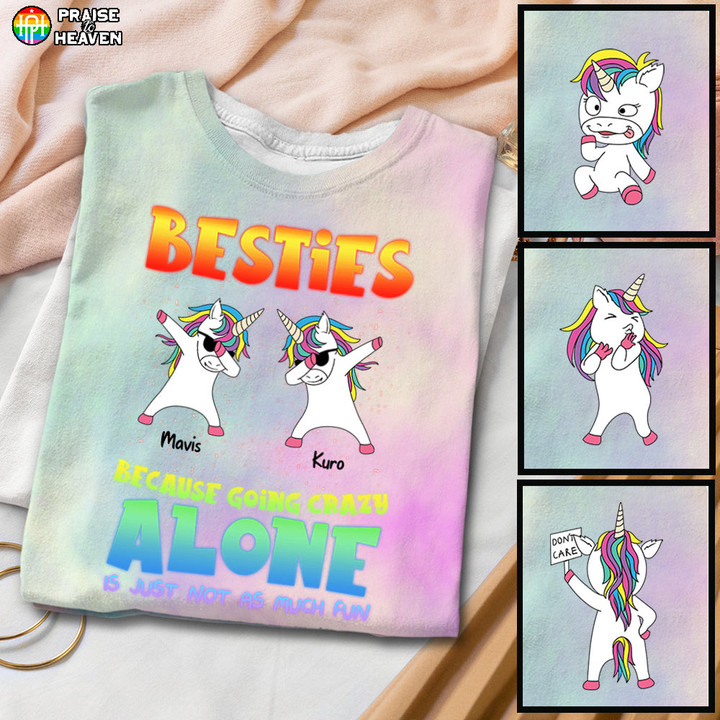 Besties Not Going Crazy Alone Unicorns Tie Dye Shirt Tank Top AP252