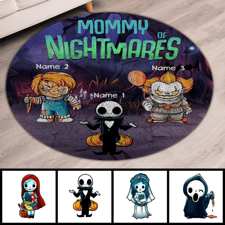 Family Horror Character Halloween Personalized Round Rug RU001