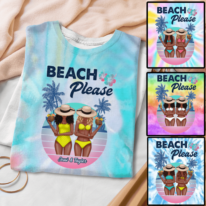 Apparel Beach Please Bikini Besties Personalized Tyedie Shirt Tank Top AP213