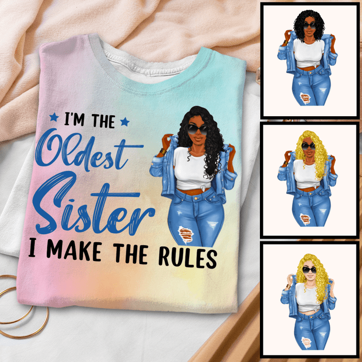 Sisters Are Rules - Up To 5 Sisters Personalized Tie Dye Shirt Hoodie AP370