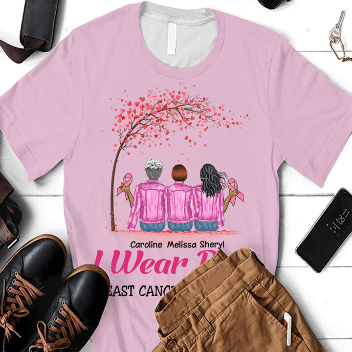 Breast Cancer Awareness I Wear Pink For My Mom - Personalized Shirt Hoodie AP347