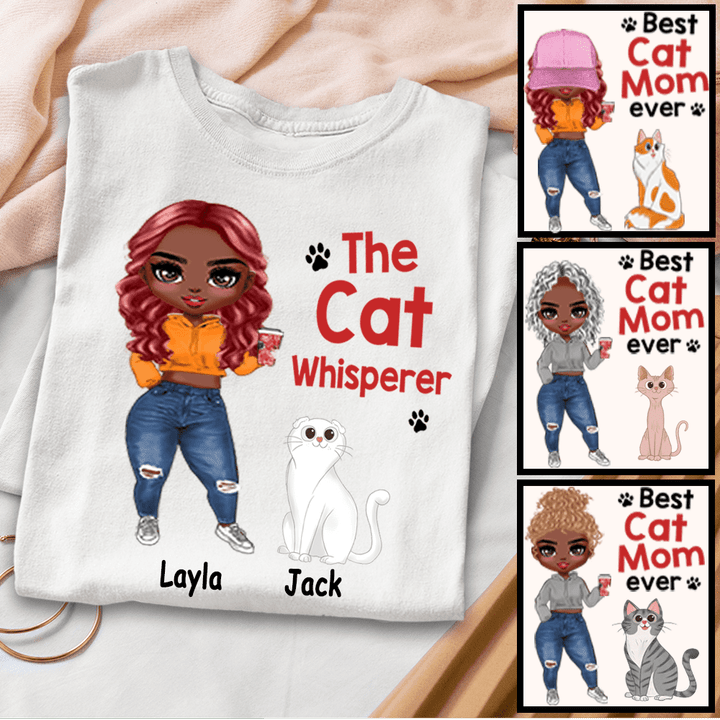 Apparel The Cat Whisperer Doll Girl Personalized Shirt Hoodie Light AP232