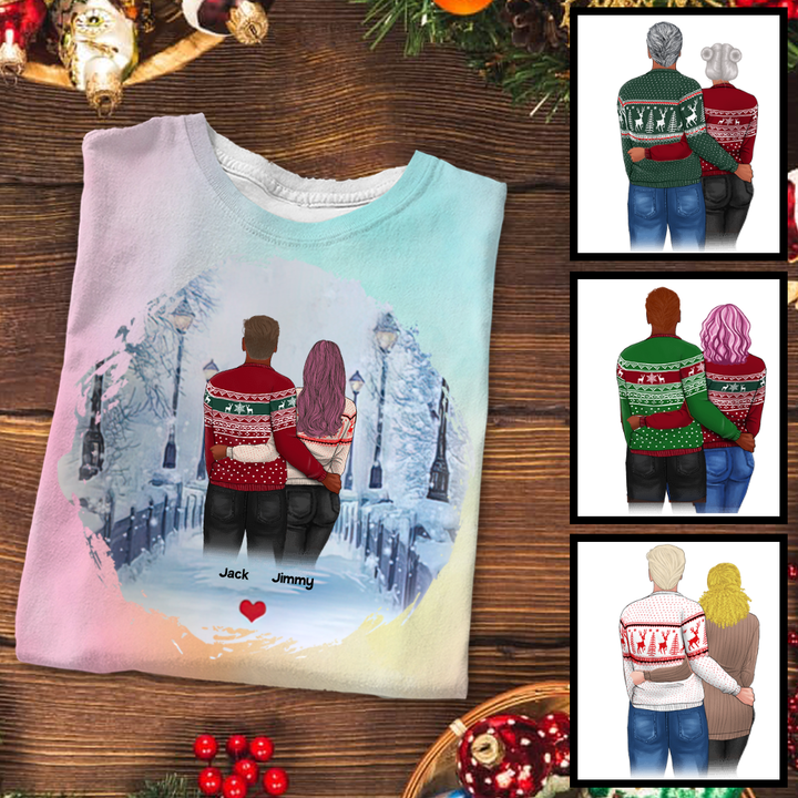 To My Husband Christmas Snow Personalized Tie Dye Shirt Sweatshirt Hoodie AP422