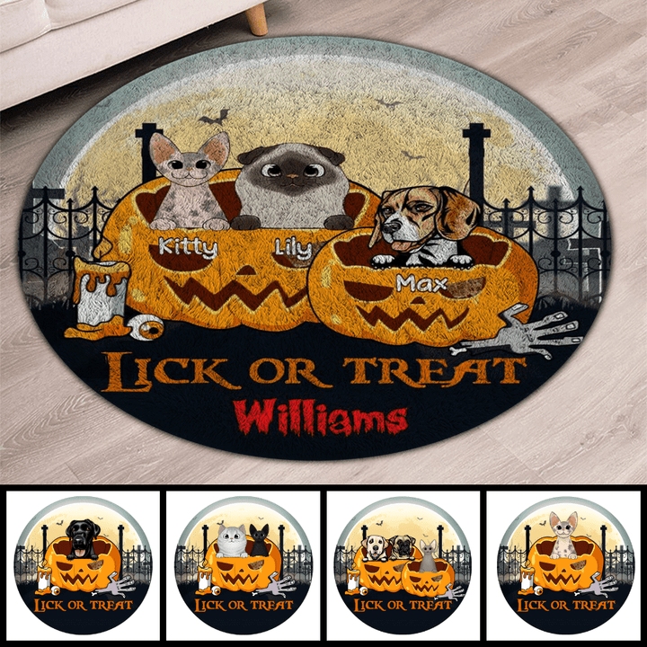 Lick Or Treat Halloween Dogs/Cats Round Rug RU005