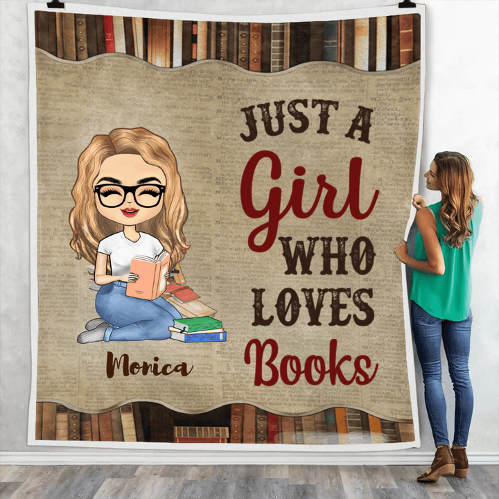Personalized Fleece Blanket For A Girl Who Loves Books FBL084