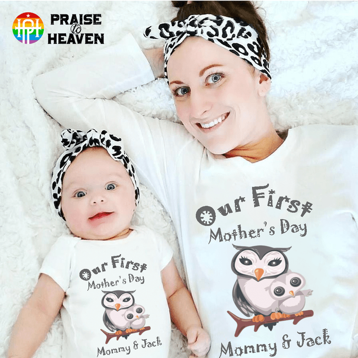 Our First Mother's Day, Owl Mom And Baby, Baby Onesie Young Shirt Unisex Shirt AP831