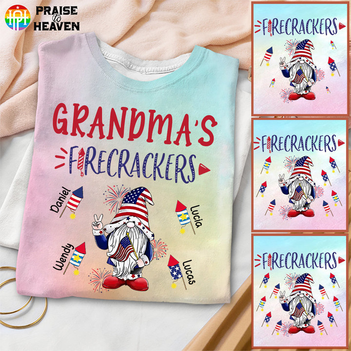 Grandma's Firecrackers - Gnomes 4th Of July Tie Dye Shirt Sweatshirt Hoodie AP872