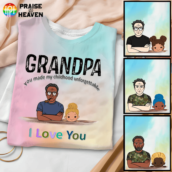 Childhood Grandpa I Love You Tie Dye Shirt Sweatshirt Hoodie AP856
