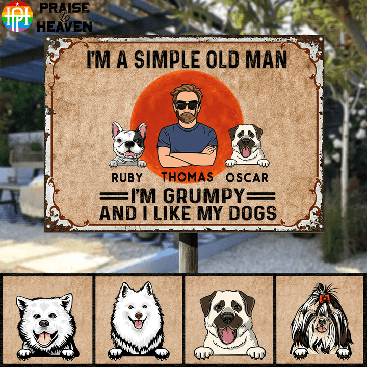 Moon Simple Old Man Like Dogs Personalized Metal Sign PMS004