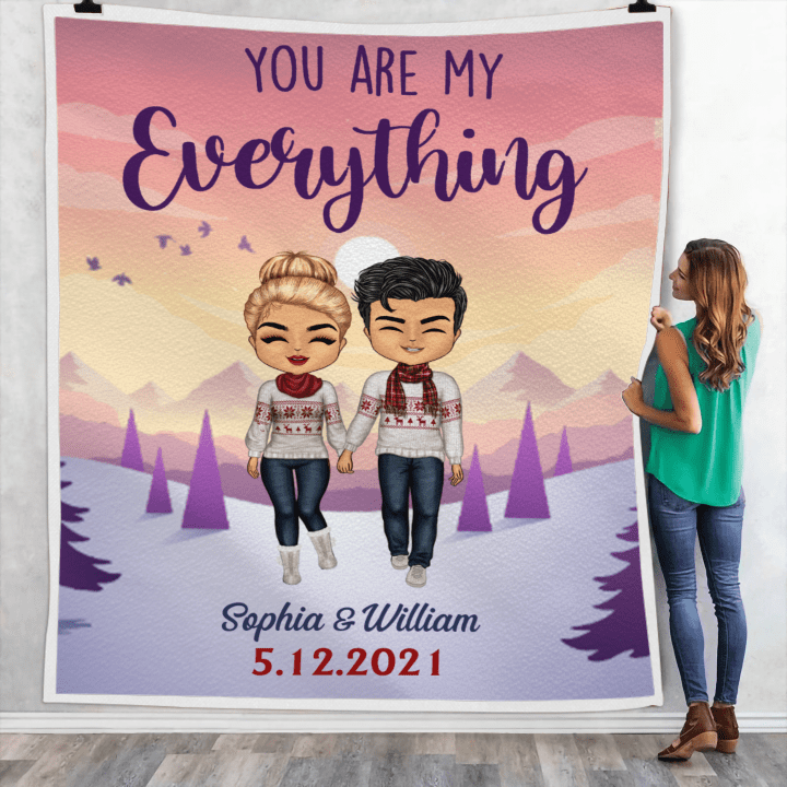Personalized Fleece Blanket Happy Valentine You Are My Everything FBL077
