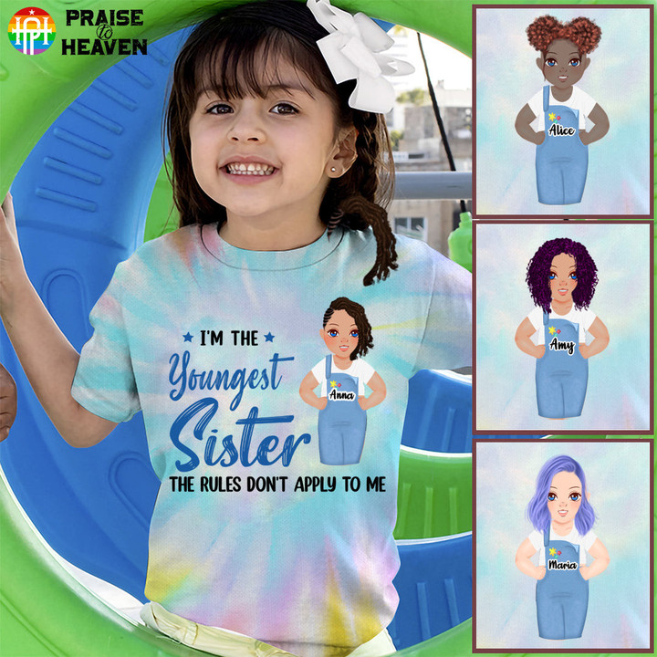 Sisters Oldest/Middle/Youngest Personalized Tie Dye Youth Shirt AP838