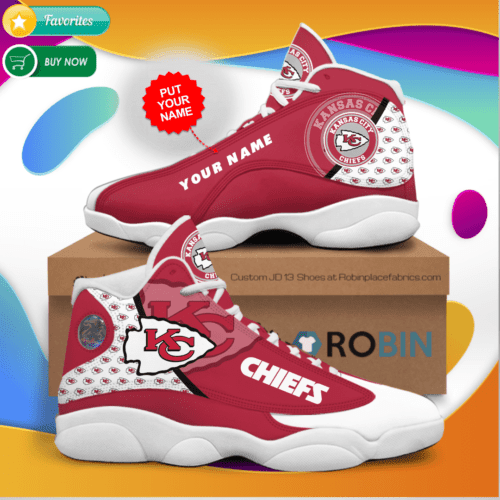 KC Chief Air Jordan 13 Shoes Logo With Lettering On Red/White
