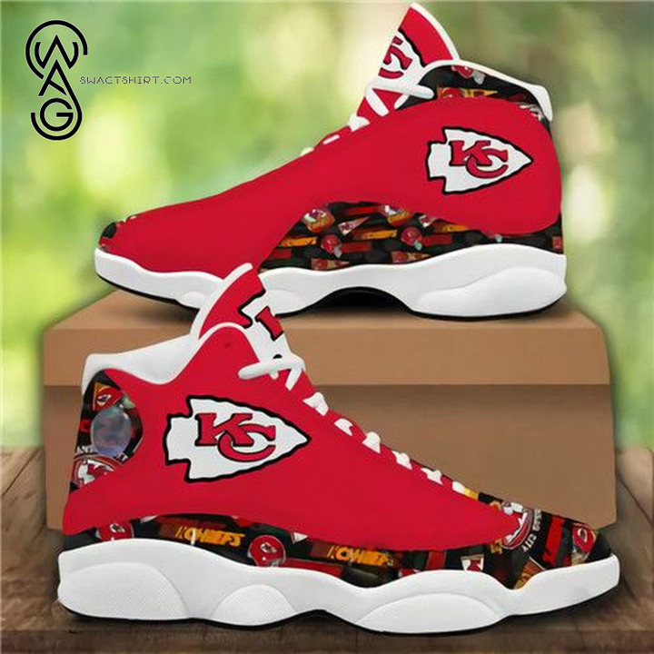 KC Chief Team Logo On Red Air Jordan 13 Shoes Sneakers