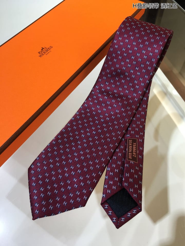 Hermes Flamboyant H Silk Necktie Cravatta In Wine