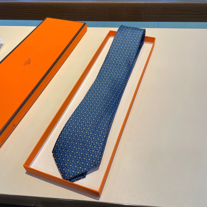 Hermes Musical Note Pattern Necktie Cravatta In Blue