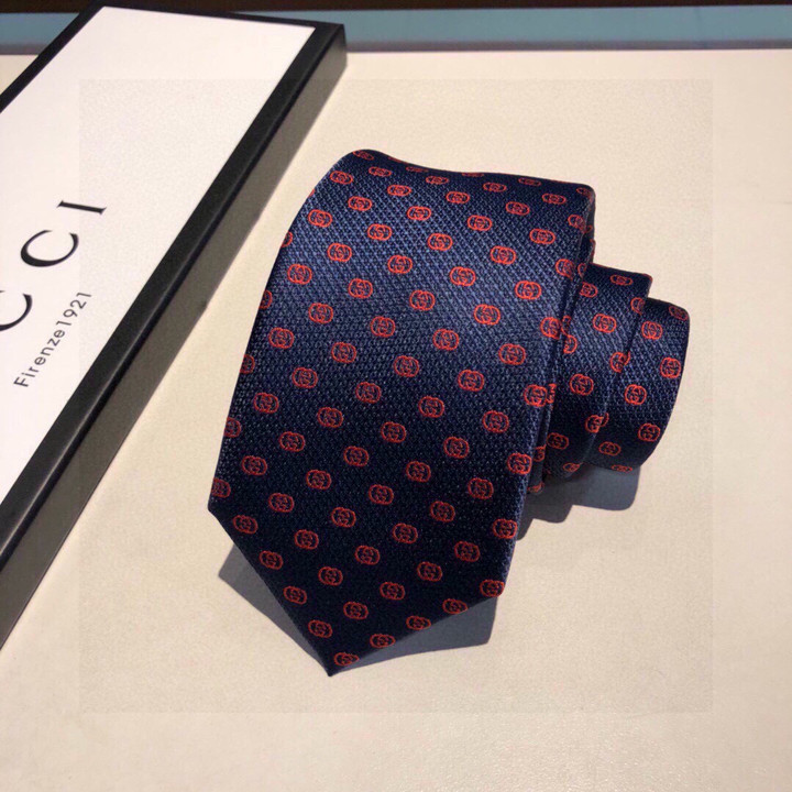 Gucci Interlocking GG Silk Tie Cravatta In Navy/Red