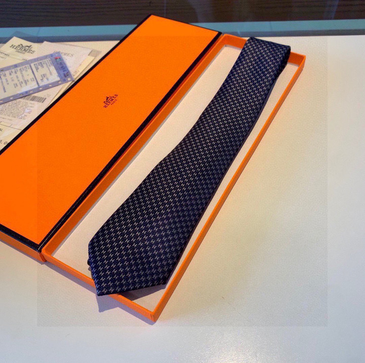 Hermes Faconnee H 24 Tie In Blue Necktie Cravatta