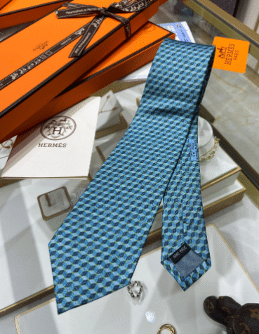 Hermes Dice Pattern Neck Tie Cravatta In Teal