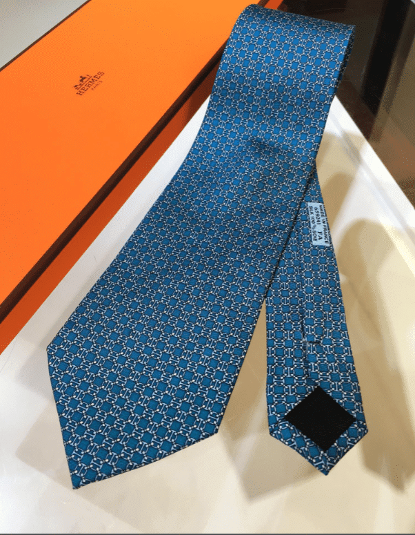 Hermes Circle Pattern Necktie Cravatta In Blue