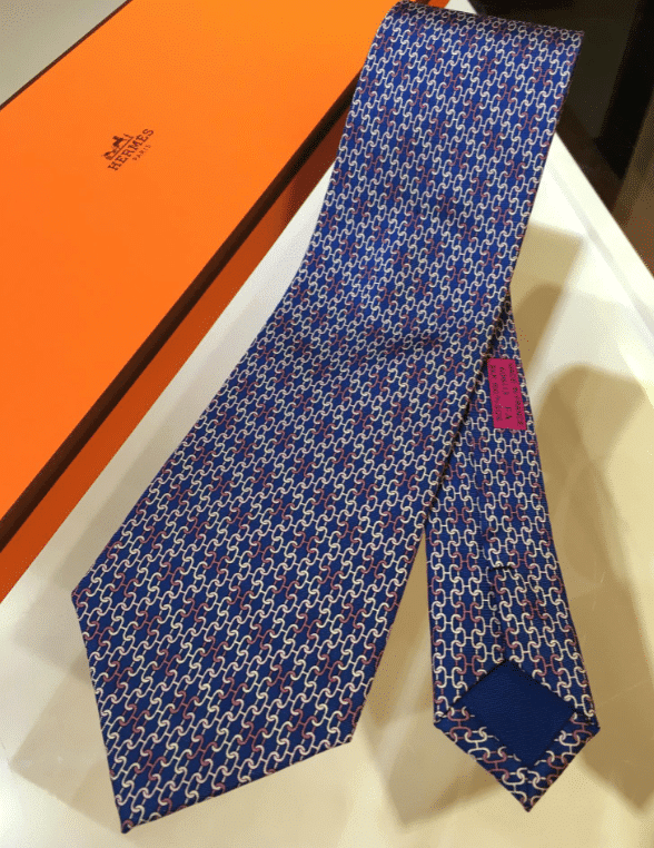 Hermes Saint- Horone Neck Tie Cravatta In Blue Purple