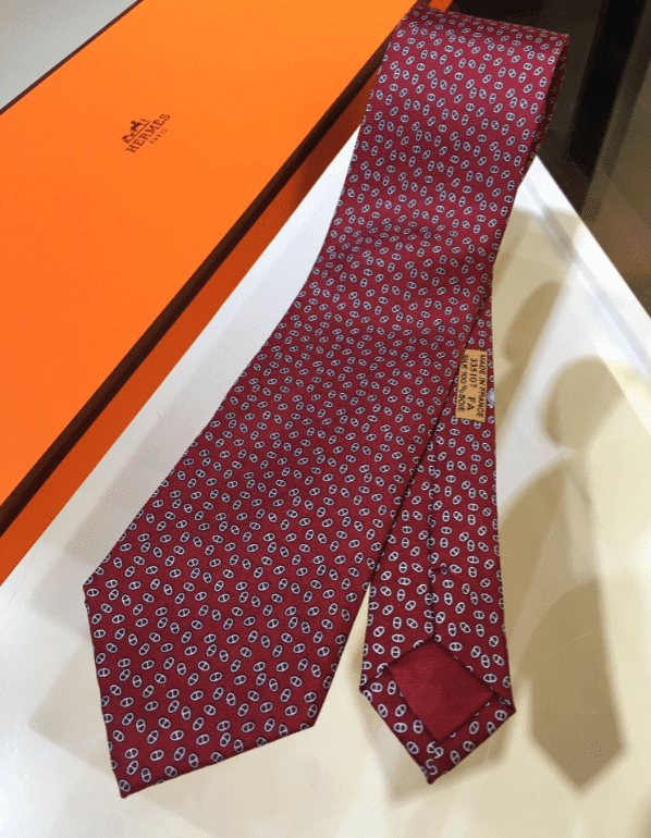 Hermes Maillon Pattern Necktie Cravatta In Red
