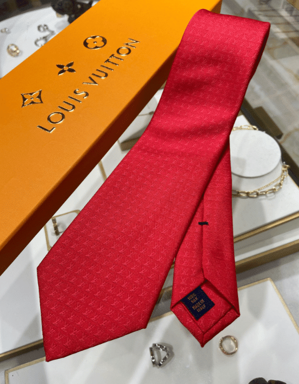 Louis Vuitton Monogram Classic LV Necktie Caravatta In Red