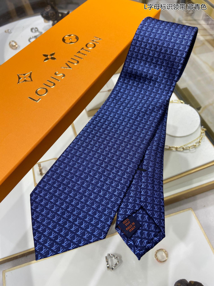 Louis Vuitton Monogram Classic LV Necktie Caravatta In Blue
