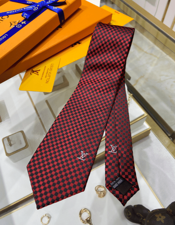 Louis Vuitton Damier Classique Necktie Caravatta In Red Black