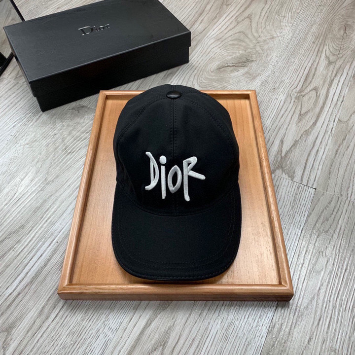 Dior Letter And Solid Canvas Baseball Cap In Black