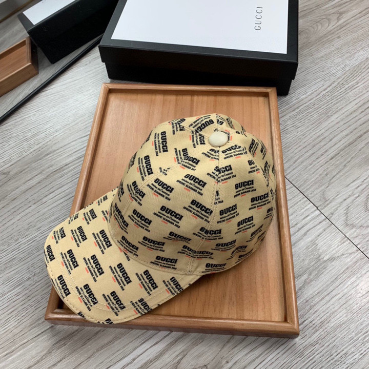 Gucci Letter Pattern Canvas Baseball Cap In Mud