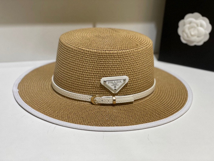 Prada Straw Hat With Belt In Brown