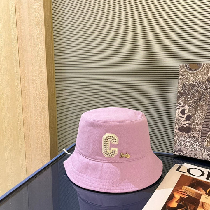 Celine Initial Bucket Hat Cotton In Light Pink