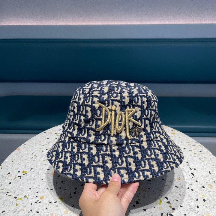 Dior Blue Dior Oblique Embroidery Bucket Hat