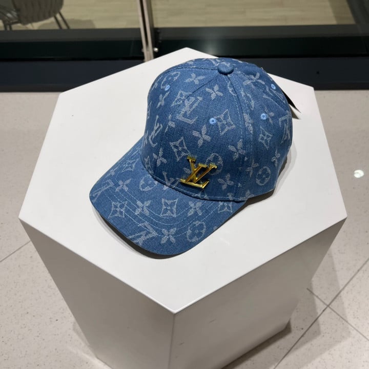 Louis Vuitton Denim Monogram Baseball Cap In Light Blue
