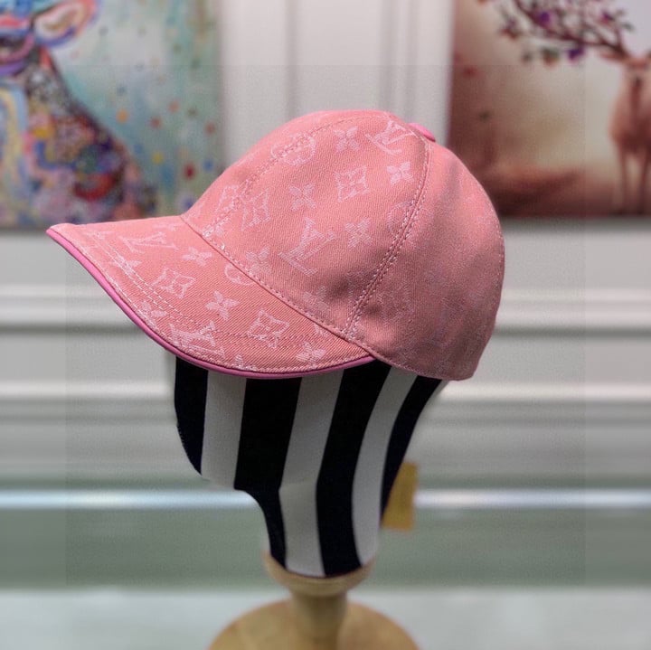 Louis Vuitton Jacquard Denim Fabric Pink Baseball Hat