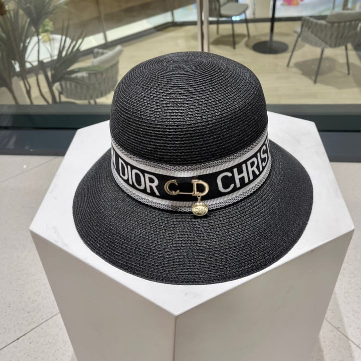 Dior Dioresort Large Brim With CD Logo Hat In Black