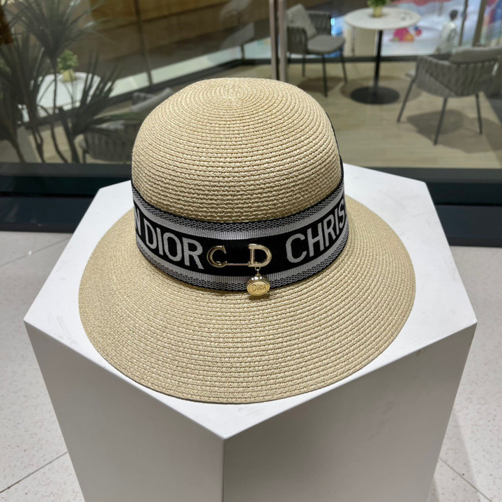 Dior Dioresort Large Brim With CD Logo Hat In Beige
