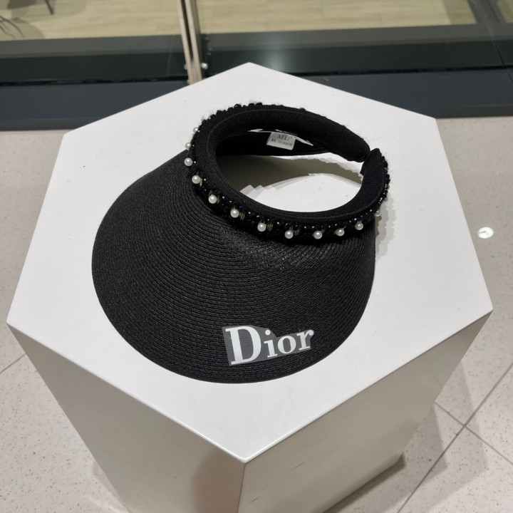 Dior D-Natural And Pearls Visor Hat In Black