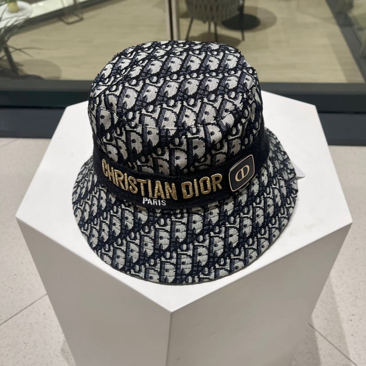 Dior Embroidery D-Oblique Small Brim Bucket Hat In Black