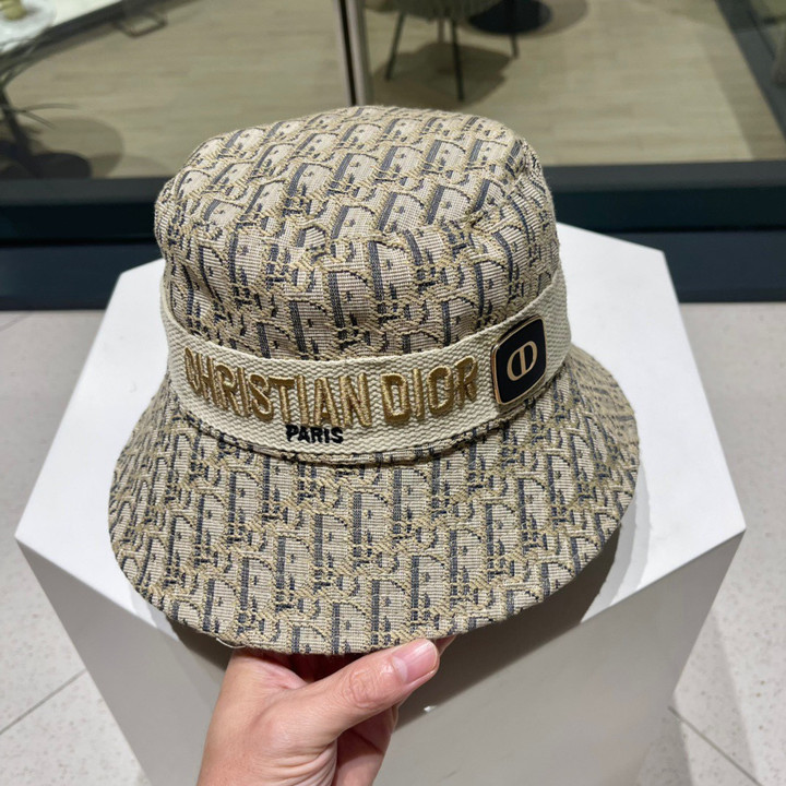 Dior Embroidery D-Oblique Small Brim Bucket Hat In Beige