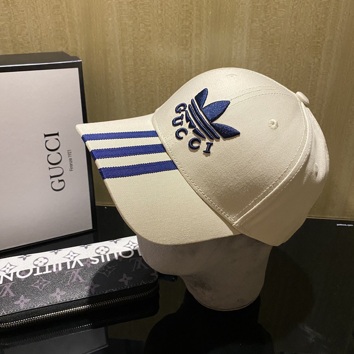 Adidas x Gucci Lettering And Monogram Embroidered Baseball Cap In Beige