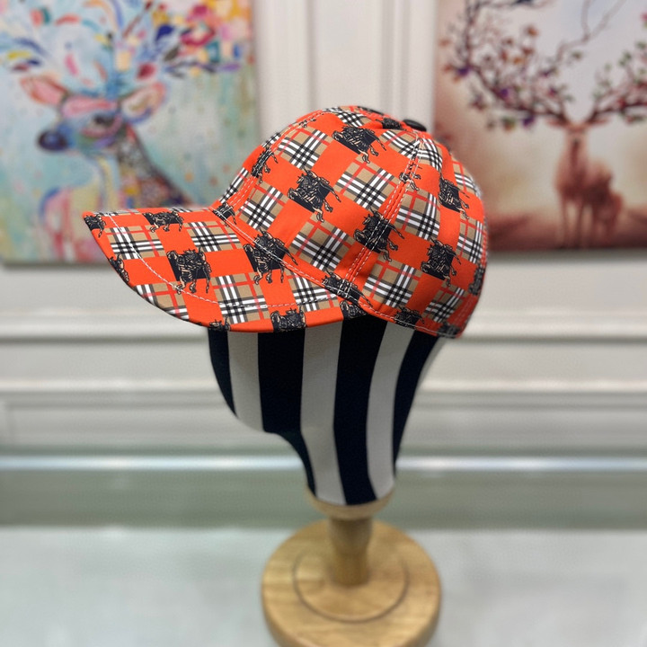 Burberry Horse Pattern Baseball Hat In Orange