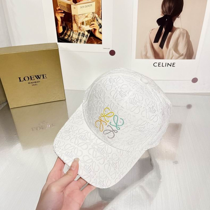 Loewe Logo Monogram Embossed Baseball Hat In White