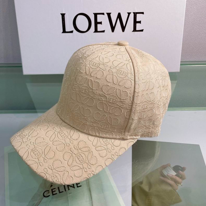Loewe Monogram Embossed Baseball Hat In Beige