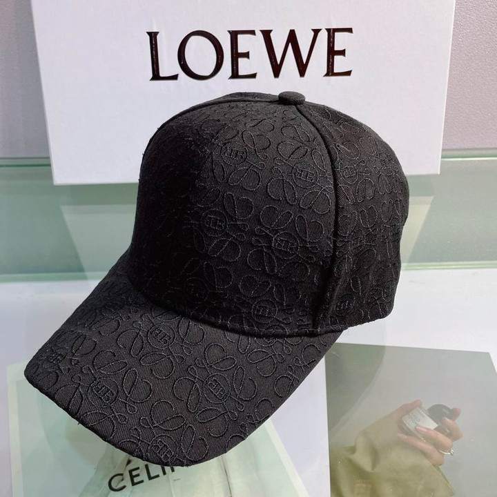 Loewe Monogram Embossed Baseball Hat In Black
