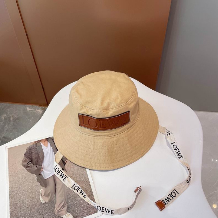 Loewe Beige Bucket Hat In Canvas And Calfskin