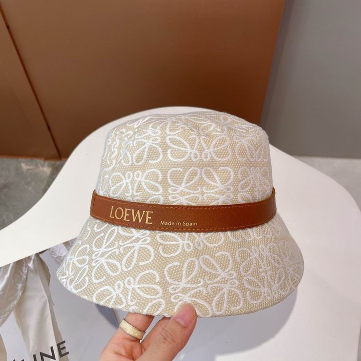 Loewe Beige Anagram Bucket Hat In Jacquard & Calfskin