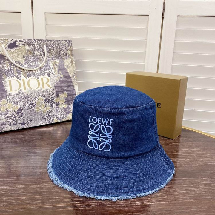 Loewe Bucket Hat Frayed Edge In Dark Blue